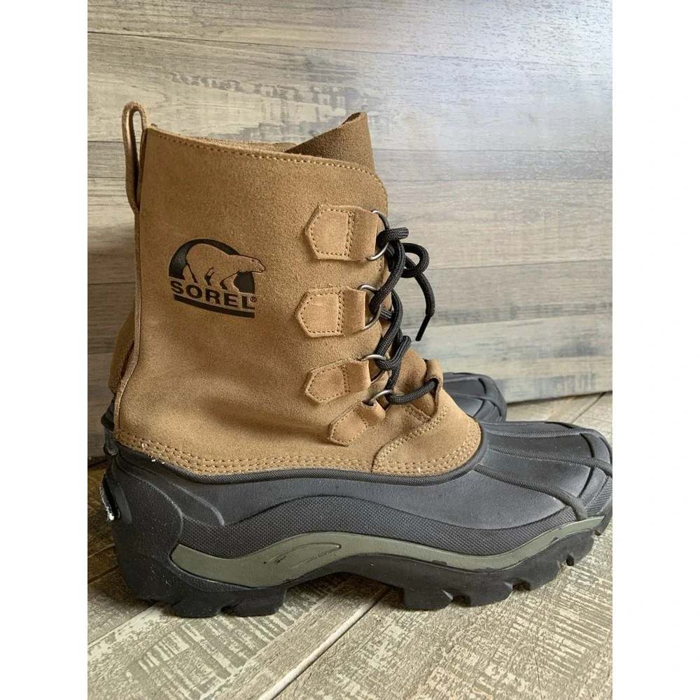 Sorel Boots Men's Size 8 CHILANKO Badger‎ Winter Suede Lace Up Rubber Toe Brown
